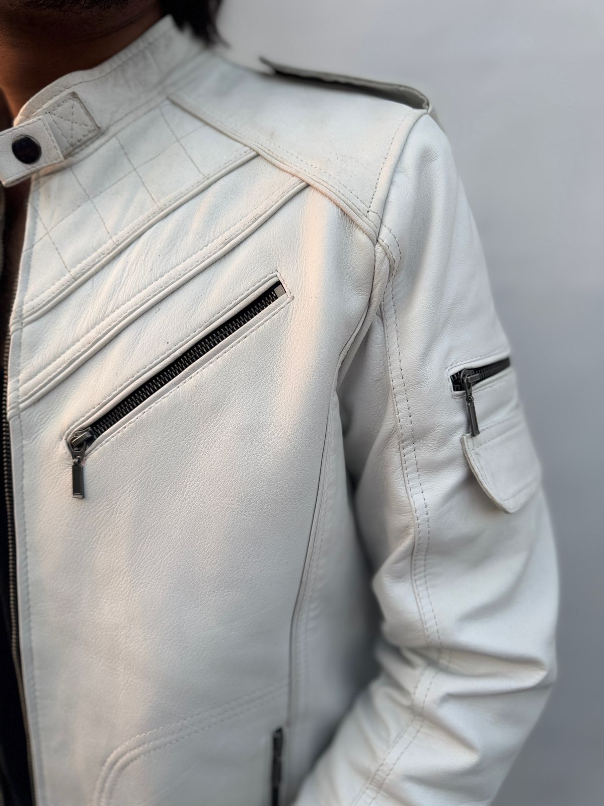 White Classic Sheep Leather Jacket